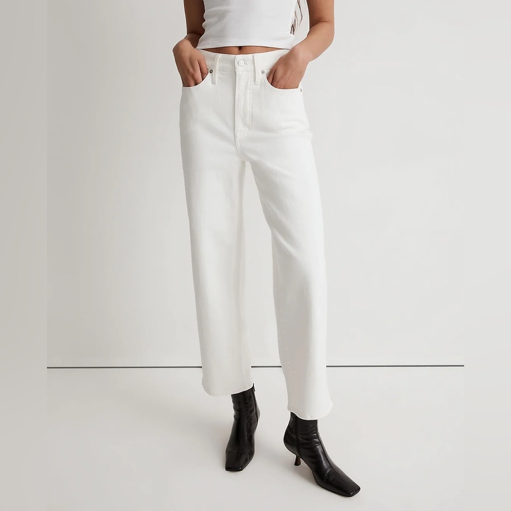 Madewell The Petite Perfect Vintage Wide-Leg Crop Jean in Tile White size 33 NWT
